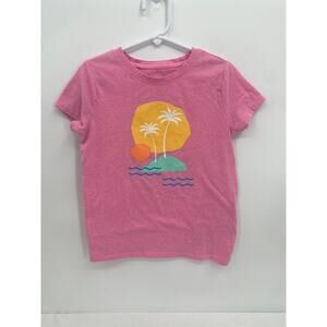 Cat & Jack Pink Palm Island Short Sleeve Tee S 6/6x
